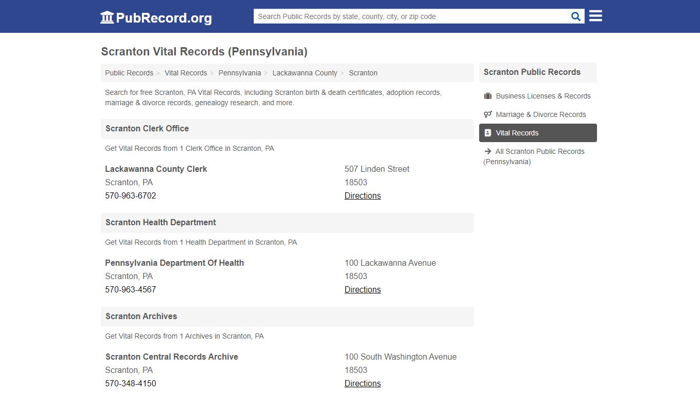 Free Scranton Vital Records (Pennsylvania Vital Records) - PubRecord.org